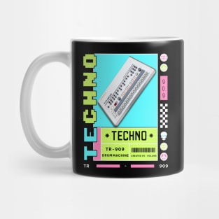 TECHNO  - TR 909 Drum Machine (white/lime/pink) Mug